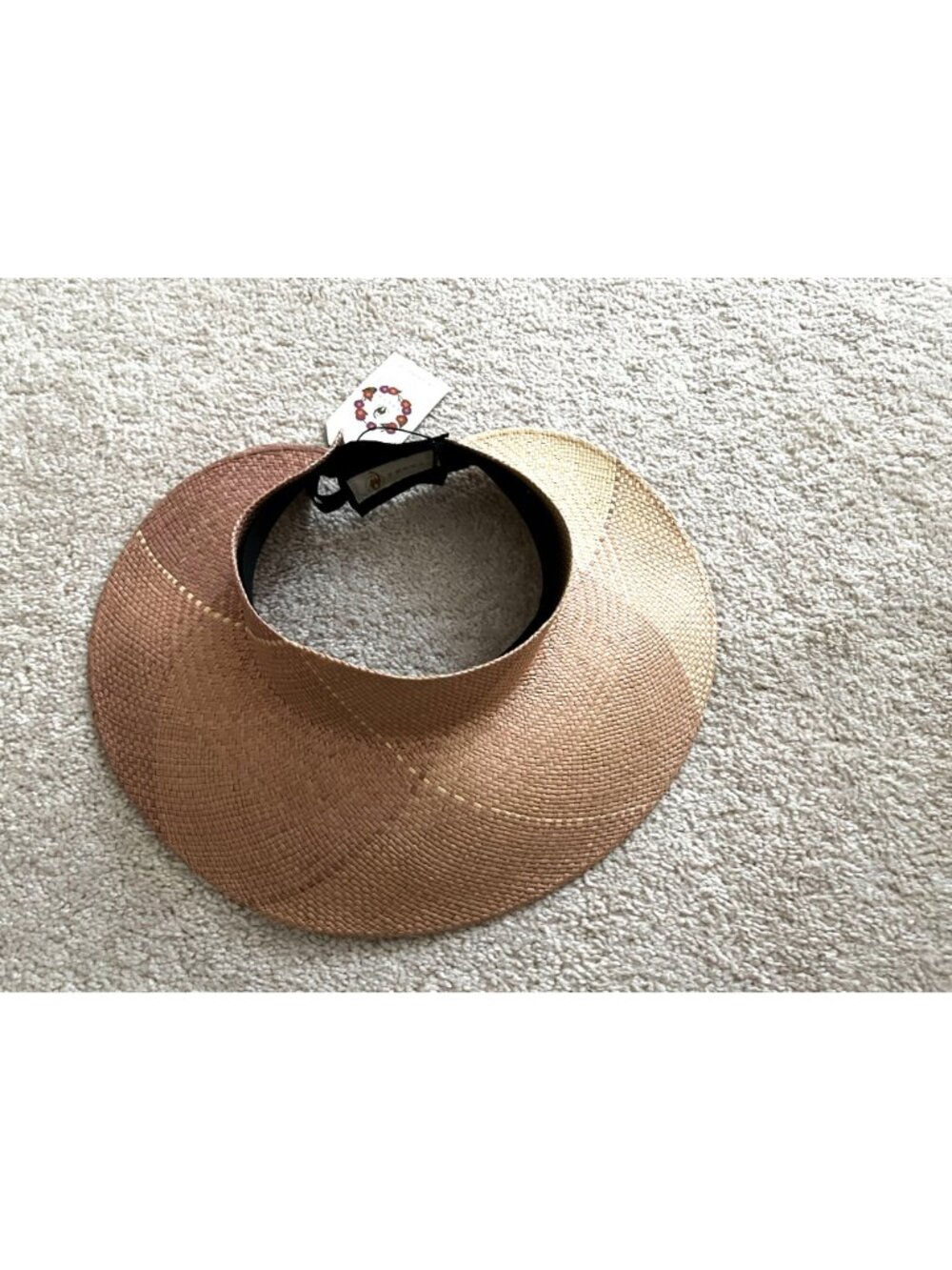 NWT Freja New York Whirlwind Visor Handmade Straw Artisan Crafted Luxury $230 - Picture 7 of 10